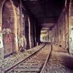 Rail way tunnel with graffiti