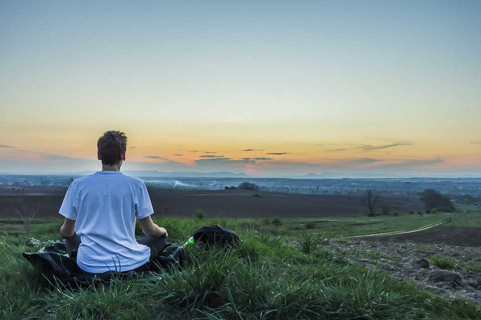 Man sat breathing