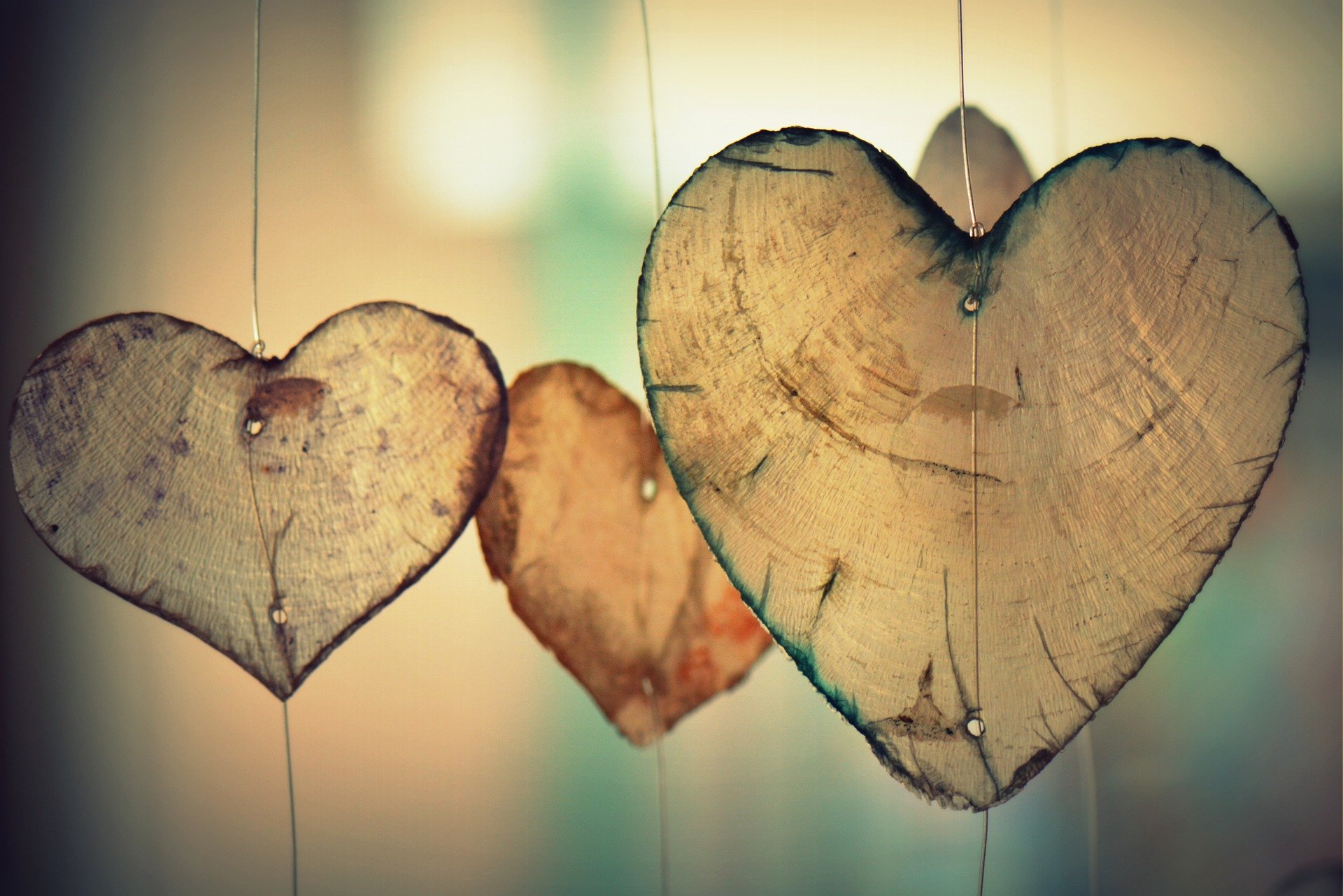 Wooden hearts hanging - Love Guides