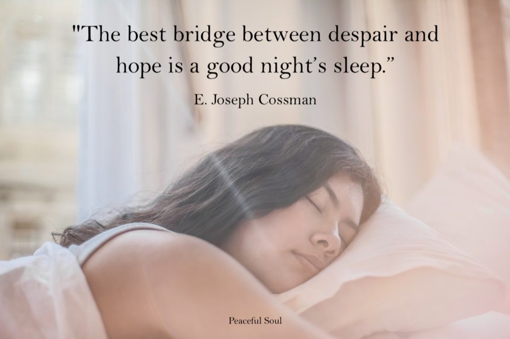 Woman sleeping in bed - The best bridge between despair and hope is a good night’s sleep.”​ E. Jospeh Cossman - Quotes about sleep - Quotes about the body