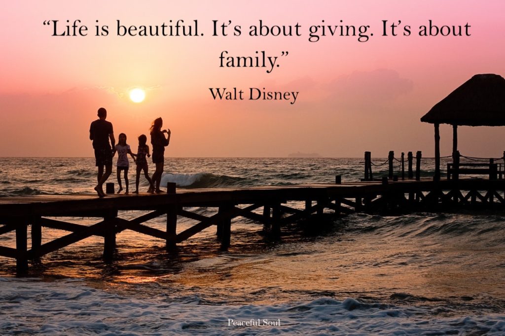 “Life is beautiful. It’s about giving. It’s about family.” - Walt Disney - Family Quotes - Quotes about love