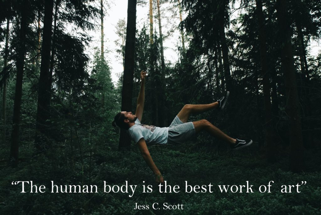 Man floating in the air - The human body is the best work of art Jess C. Scott - inspirational quotes about the body