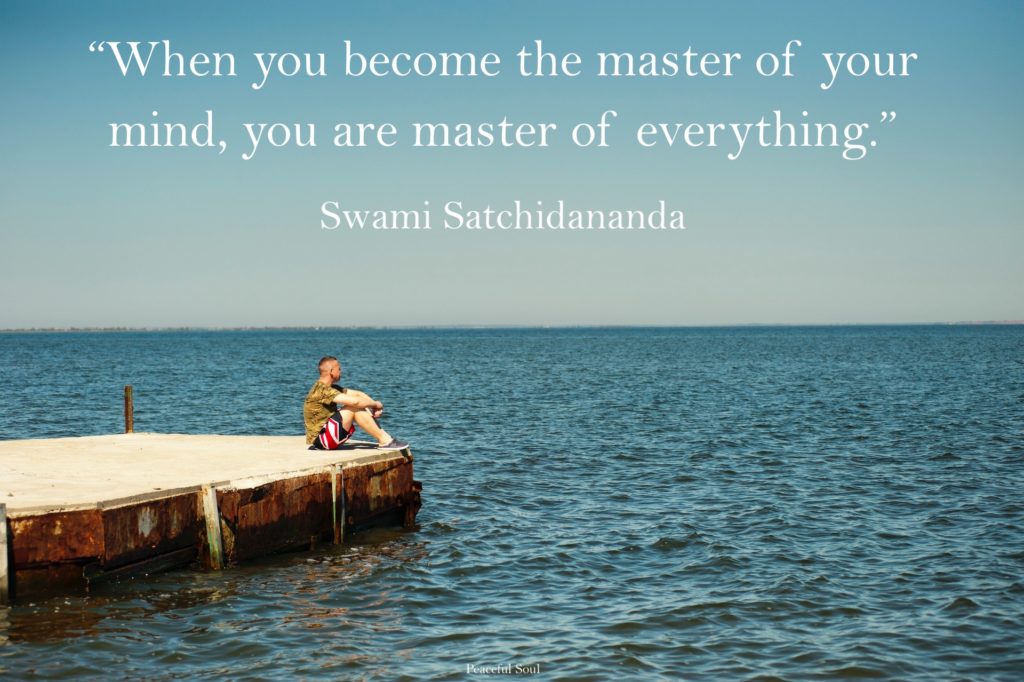 Picture of a man sat on a jet looking out across the sea thinking - “When you become the master of your mind, you are master of everything.” Swami Satchidananda - inspirational quotes about the mind